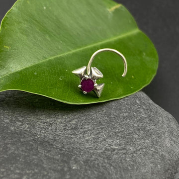 Ruby & Silver Nose Pin